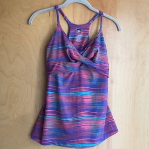 REI rainbow stripe tank top shelf bra